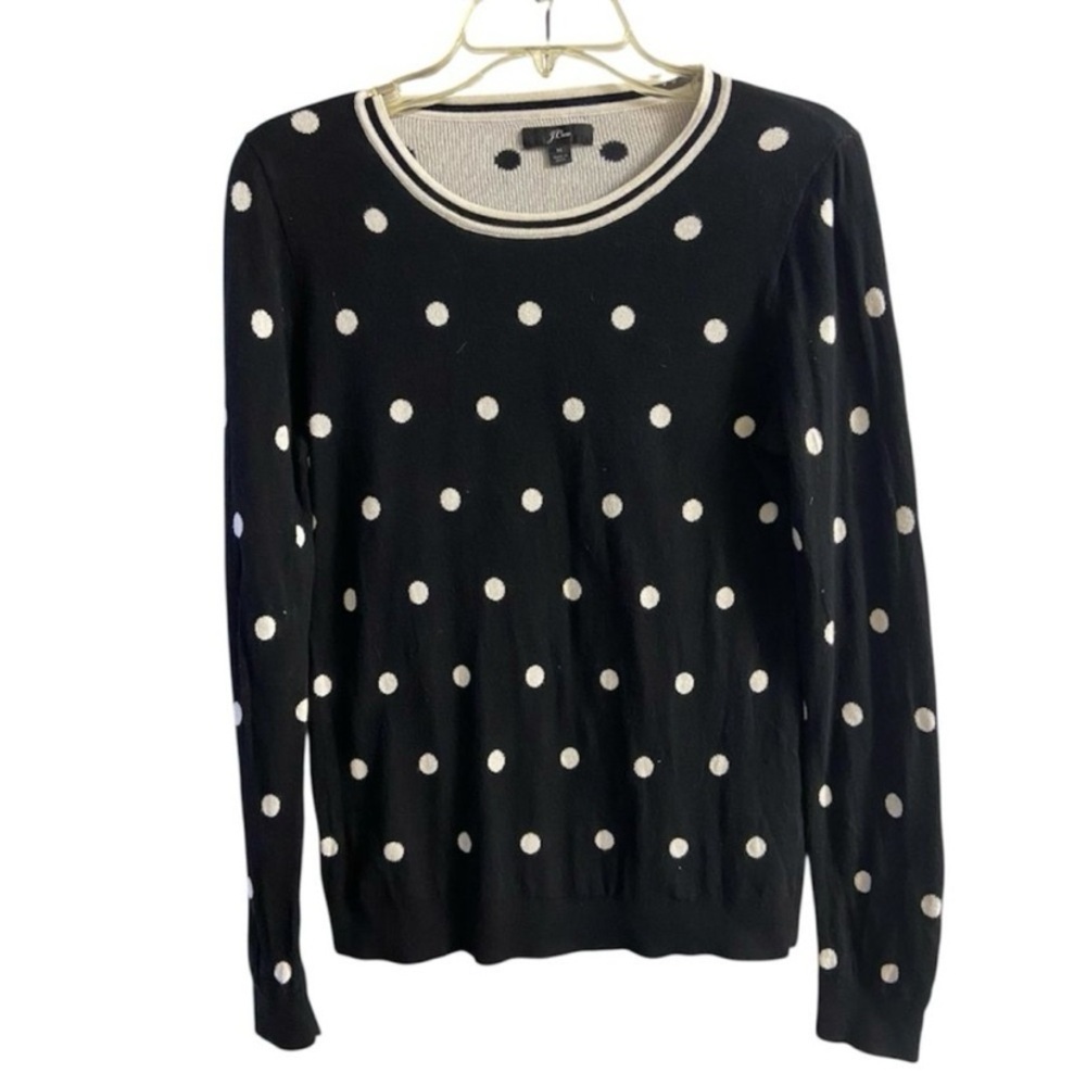 J. Crew Black Polka Dot Sweater  cotton medium